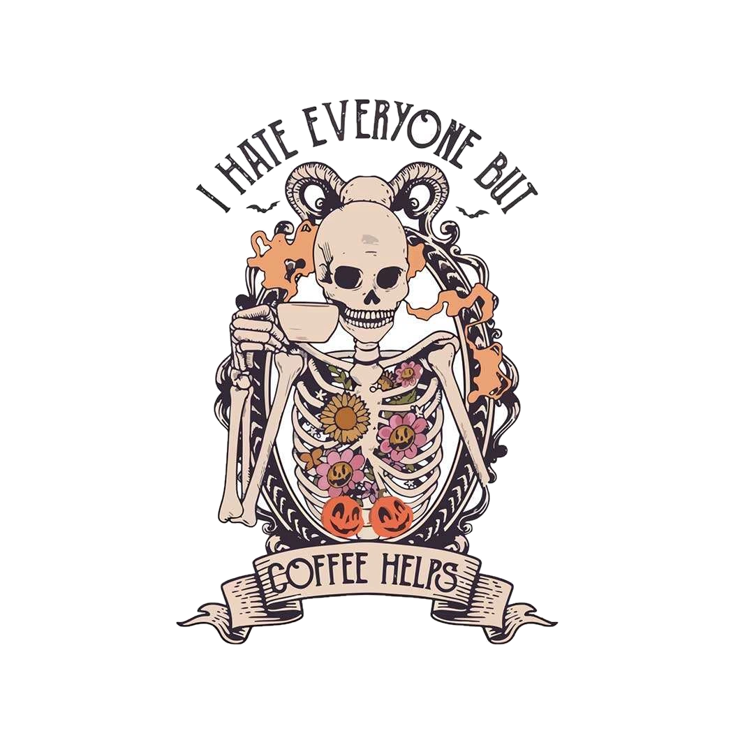 I Hate Everyone But Coffee Helps Sticker